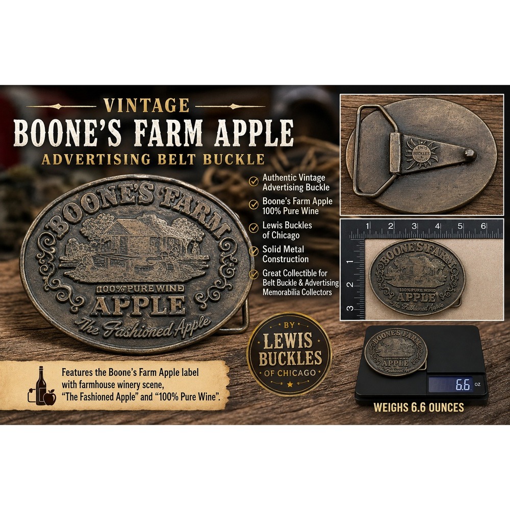 Vintage Boone's Farm Apple Wine Belt Buckle Lewis Buckles Chicago Advertising